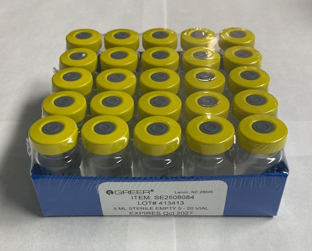 20mm, Sterile Clear Empty Vials, Greer | Farris Laboratories