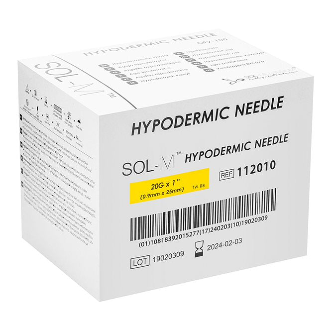 Hypodermic Needle, Regular Bevel, 23g X 1, Light Blue - Box Of 100